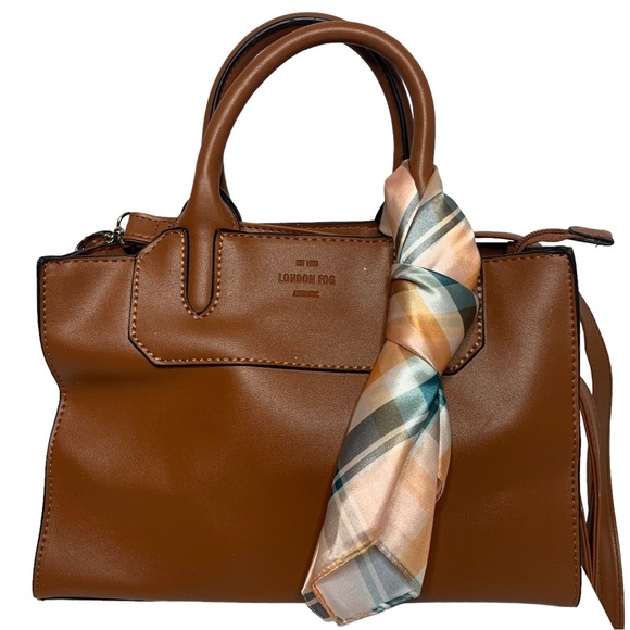 London Fog Handbags - London Fog Cognac Faux Leather Shoulder Bag